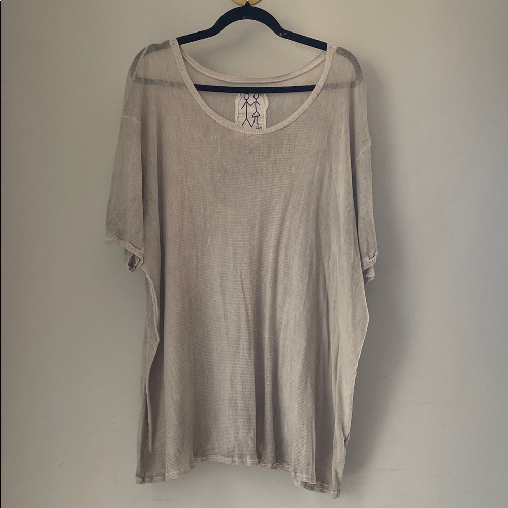 Pete & Greta Johnny Was Tan Linen Mesh Top‎ • M (oversized)